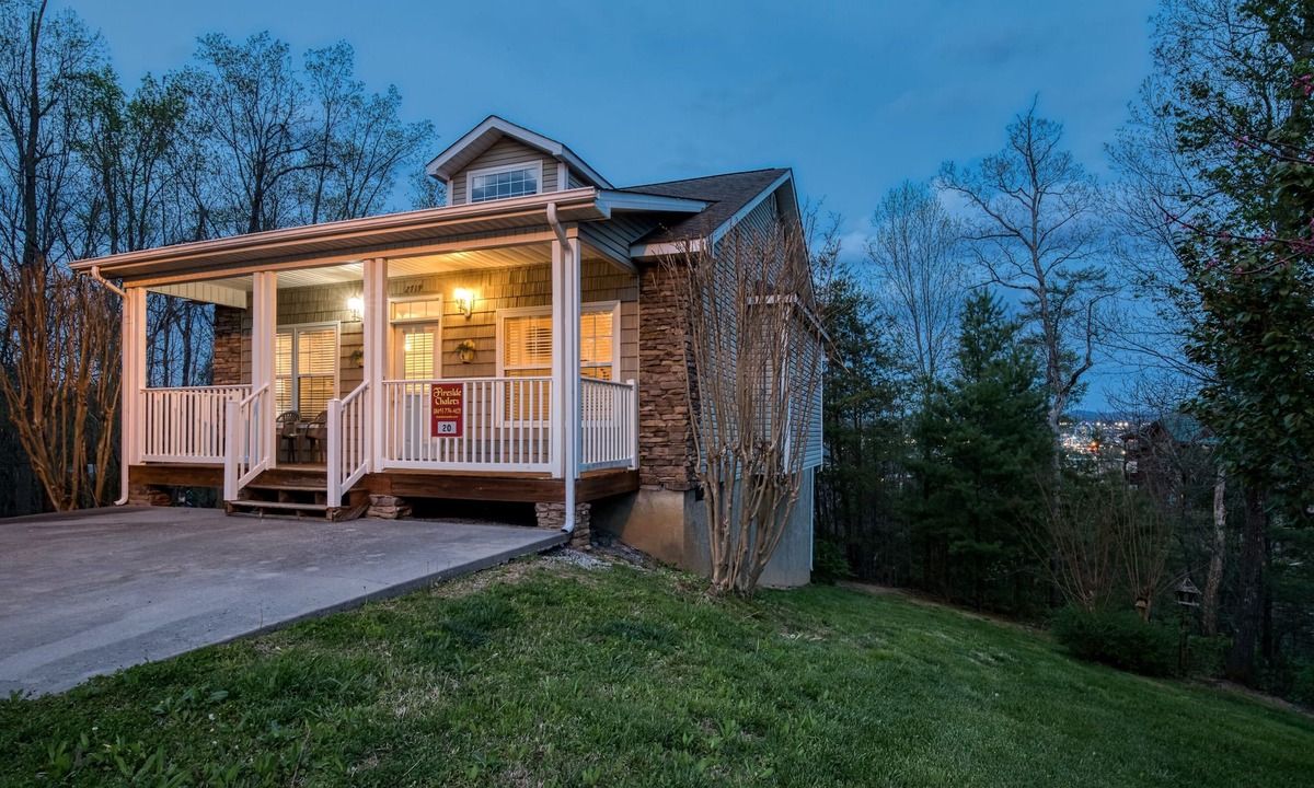 Pigeon Forge Cottage | Close to Pigeon Forge one story City Night time Views-Hot tub-Foosball table
