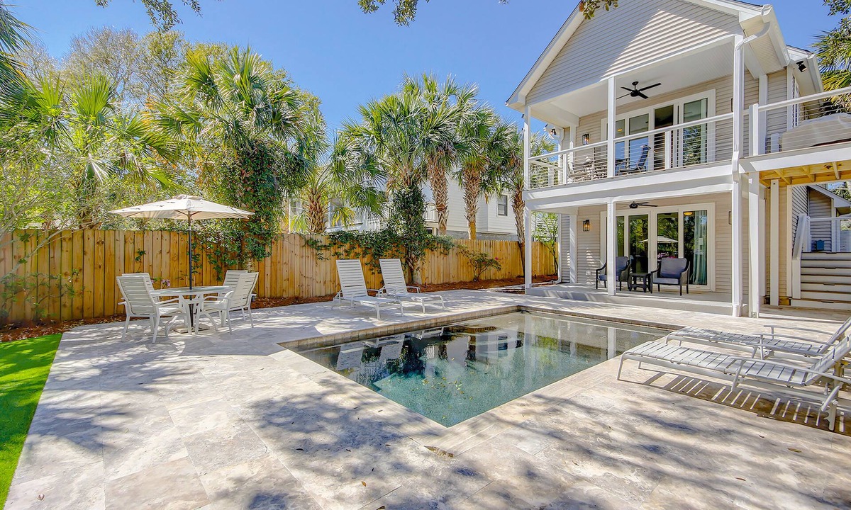 Isle of Palms House | Gorgeous home with private pool, deck, enclosed patio, central AC, & balcony