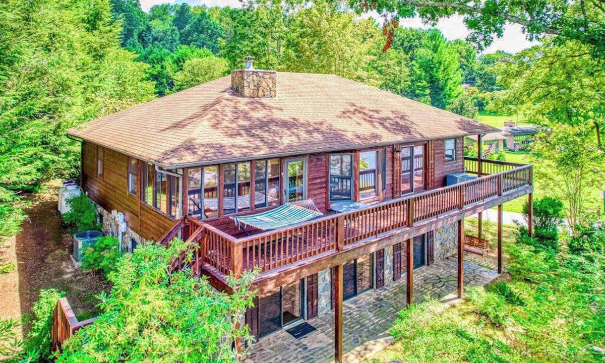 Lake Junaluska House | Lakeside retreat with water views, pool, wraparound deck, patio & game room
