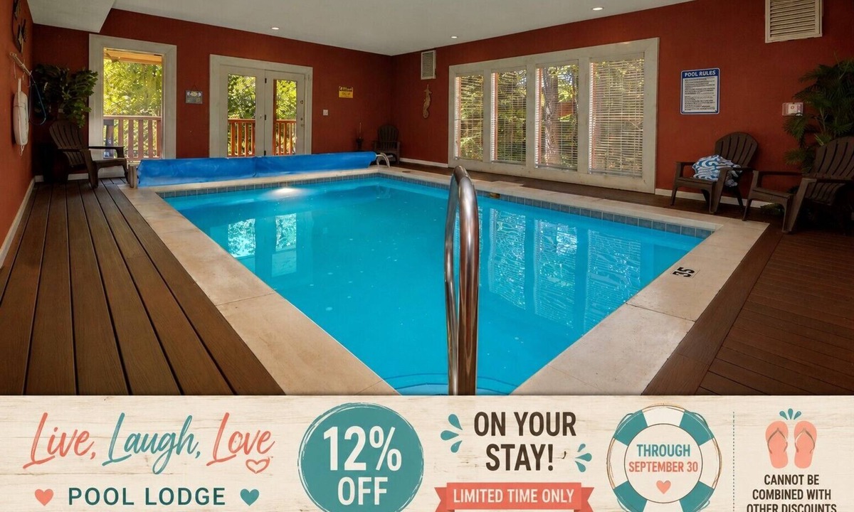 Cosby Cabin | Live, Laugh, Love Pool Lodge: Indoor Pool, Theater