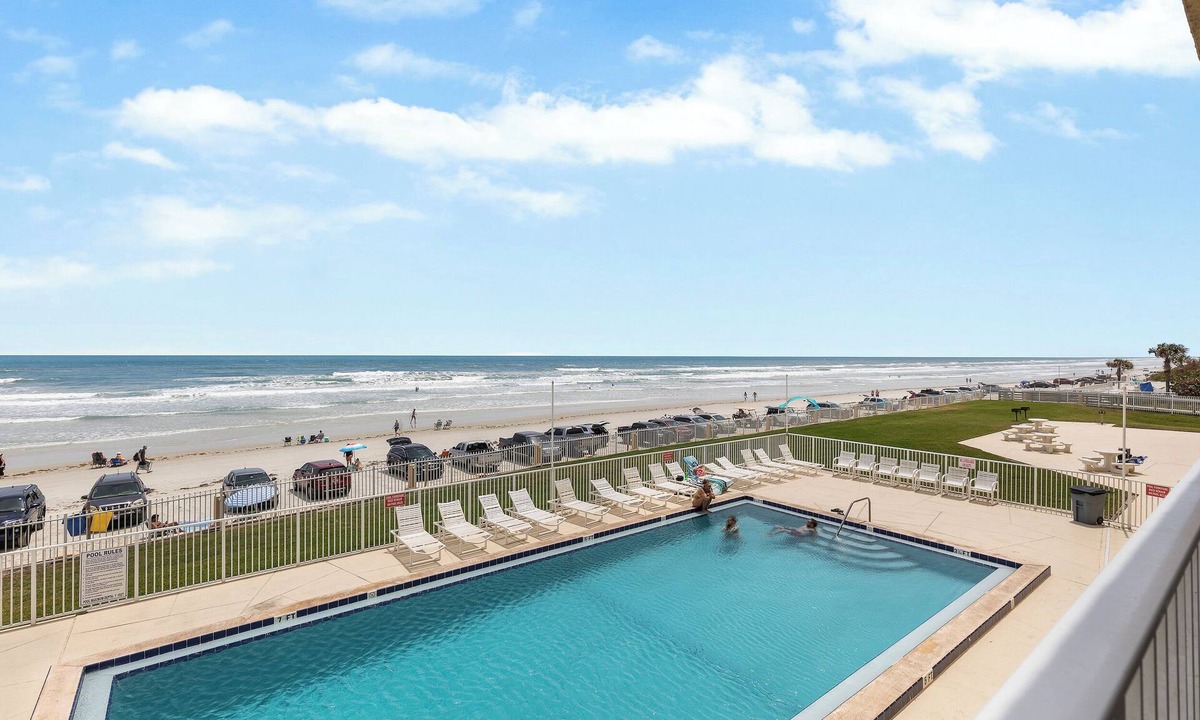 New Smyrna Beach Condo | OceanFront Condo - Pool, BBQ, Steps from Flagler Ave