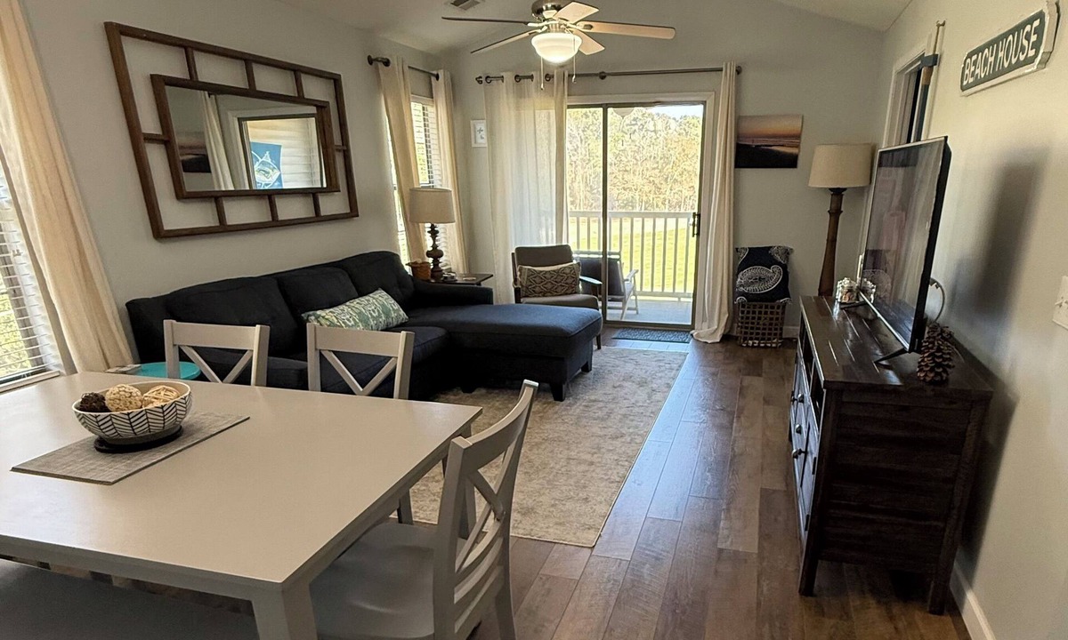 Pawleys Island Condo | Pawley's Peace 2 miles to Beach Balcony View of 1st Hole 2BR2B