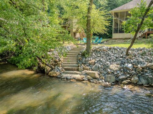 East Ellijay House | Riverfront Home w Gameroom & Screened Porch