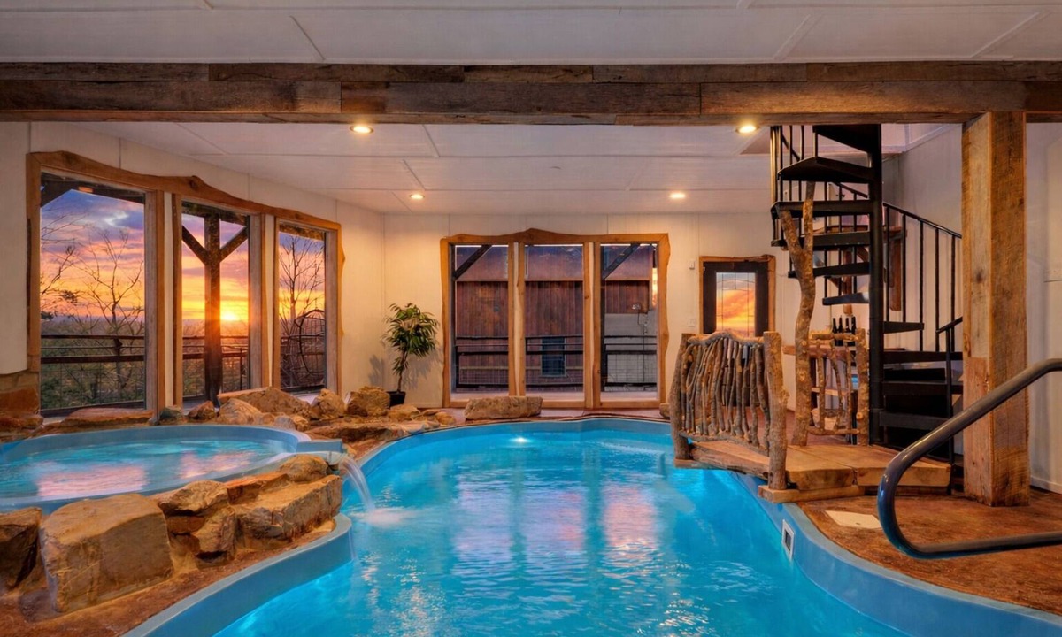 Gatlinburg Cabin | Sleeps 23 | 2 Cabins w/Indoor Pools + Hot Tubs + Saunas | Theater + Game Rooms