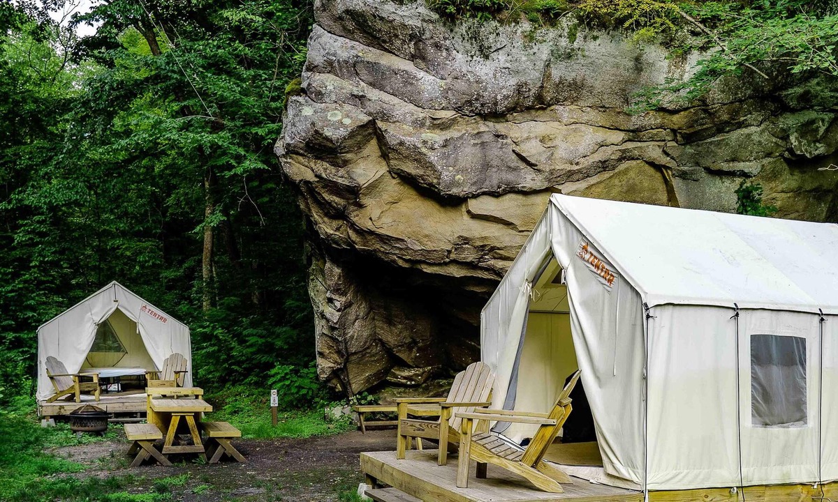 Ansted RV Rental | Tentrr State Park Site - WV Hawk's Nest State Park - Site A - Double Camp
