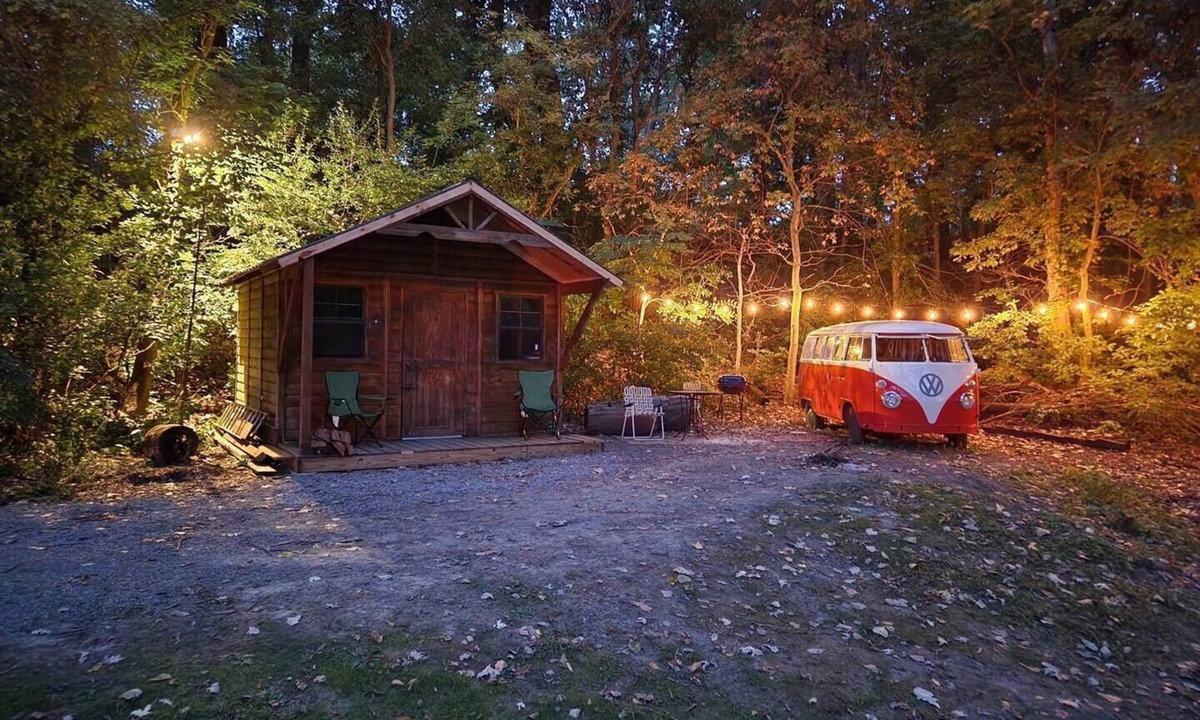 Colton Cabin | VW Bus Campsite & Very Small Cabin on the Water!