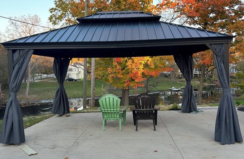 Milford Apartment | All new upper barn Landscaping on Huron River covered gazebo parking picnic area