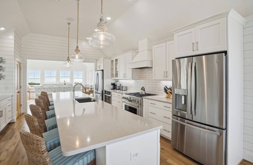 Pine Island House | Austin - New Construction Oceanfront 11BR with Elevator, Fire Pit, Pool, Fitness Room and More!