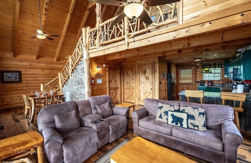 Smoky Mountains Cabin | Awestruck: Free Attraction Tickets, Hot Tub, Pool Access, Perfect Mountain Views, & Fireplace