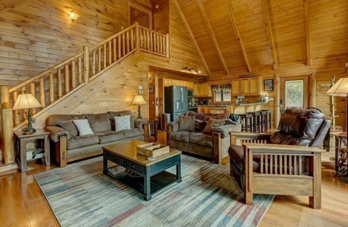 Necowa Cove Cabin | Bearway to Heaven Lake View Fire Pit Game Room