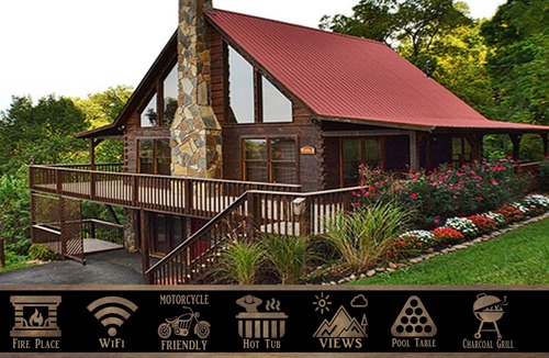Sevierville Cabin | Chimney Ridge} Mountain Views Game Room Hot Tub Wifi