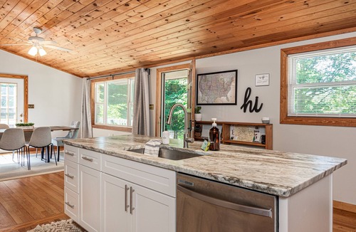 Black Mountain Cabin | Cool Mountain Lodge just 2 Mi to Blk Mt. Hot Tub-Fire Pit 2 King Suites Pet OK.