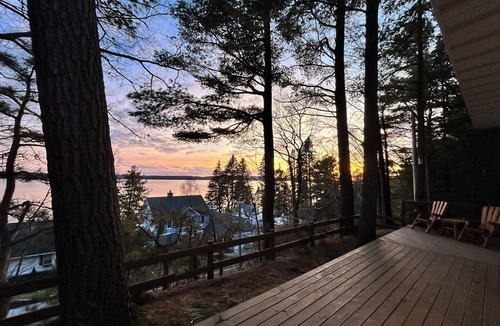 Lake Township House | Crystal View Hideaway - Very Romantic with Spectacular View of Crystal Lake from Large Deck with Fire Table!