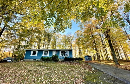East Jordan House | Home on Hill with woods, valley views, fire pit, game room