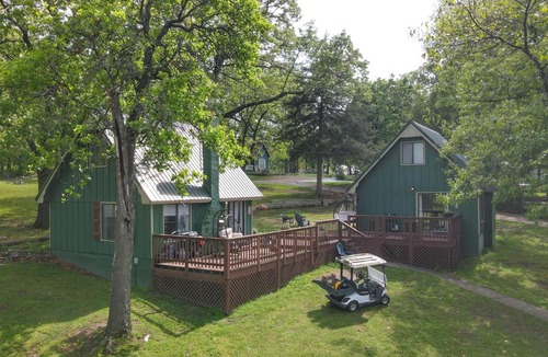 Grove House | Hot Tub, Pool, Dock: 2 Cabins Lakeview Grand Lake