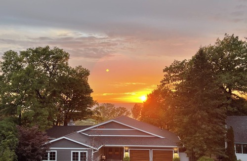 Benton Harbor House | Lake views, Hot tub, Private beach, Fire pit
