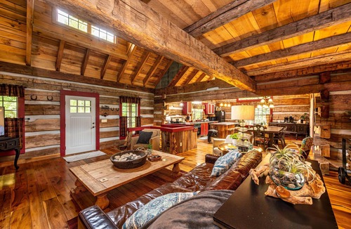Helmsburg Cabin | Log Cabin w/Pond, Hot Tub & Game Room | Pet-Friendly 3BR, 2 BA