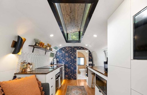 Pisgah Forest House | Luxury Airstream w/hot tub, king bed, & grill