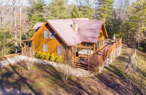 Pine Ridge Cabin | Mill Creek Point- Hot Tub, Covered Deck, 45 Acres, Private Hiking