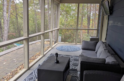 Rabun Gap House | Modern, 3/2 bed with fireplace, screened porch, & outdoor seating area.