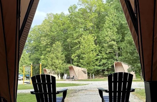 Hitchins RV Rental | Modern Safari Tent Glamping in Kentucky near Mountain Biking Trails