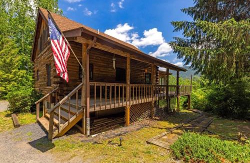 South Fork House | Mountainside Log Cabin w Private Waterfall access