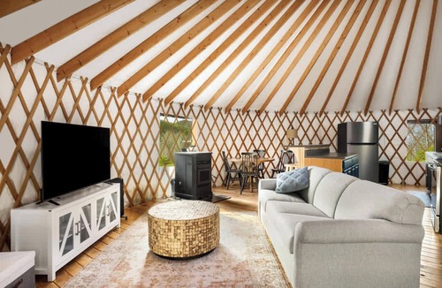 Wardensville House | Scenic forest yurt w/hot tub & river access