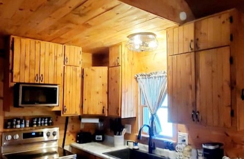 Carbon Hill Cabin | Secluded Cabin near Hocking Hills with Stocked Pond/Hot Tub on 40 acres