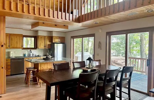 Wautoma House | Talihaven Lakefront Chalet - Hot Tub Game Room Fire Pit Sleeps 14