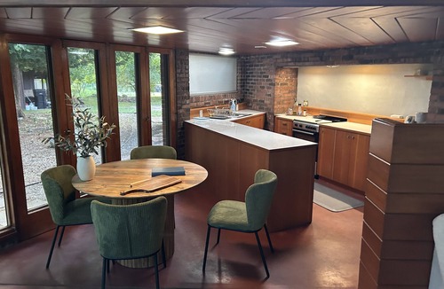 Alaska Ski Chalet | Usonian Frank Lloyd Wright Inspired River House on the Thornapple River