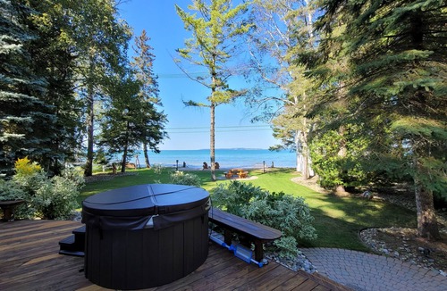 Mackinaw City House | Waterfront! 3000+ sqft w/Games, Hot Tub and Sauna!