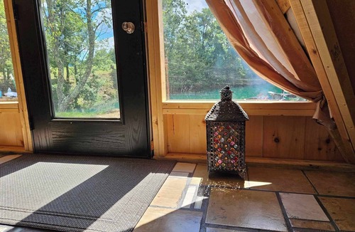 Mount Storm Cabin | Waterfront Glamping Cabin On Private Blue Water Mountain Top Lake