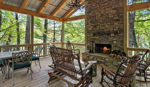 Floor-to-Ceiling Windows. Wraparound Deck. Wood-Burning Fireplace | Wildwood Mountain Cottage