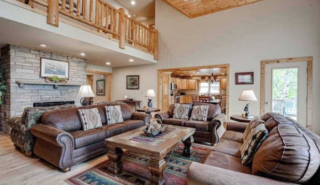 Lakefront home with private dock, firepit, playground & lake views