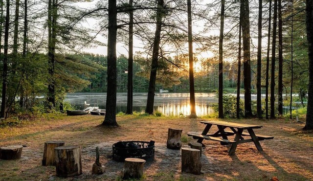 Lakefront Log Cabin w/Loft, Kayaks, Canoe, EV