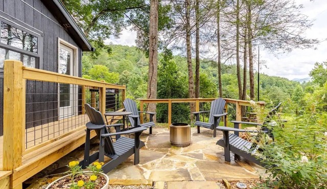 Modern cabin retreat with serene outdoor oasis