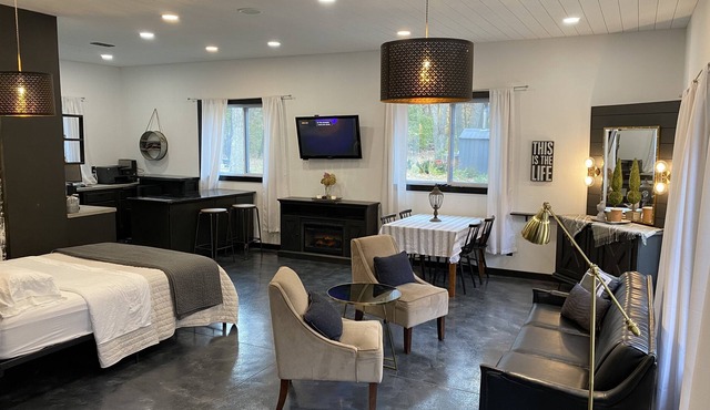 MODERN WILLOW STUDIO. Spacious, cozy, wooded, 4 minutes from Little Falls.