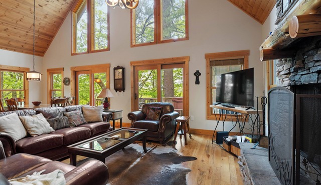 Shortoff Mountain Out Every Window. A Hot Tub Surrounded by Flame Azaleas. | Mountain Treehouse
