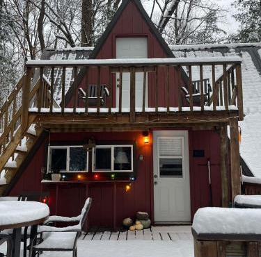 Waterfront A- Frame with Dock, Canoe + Kayaks